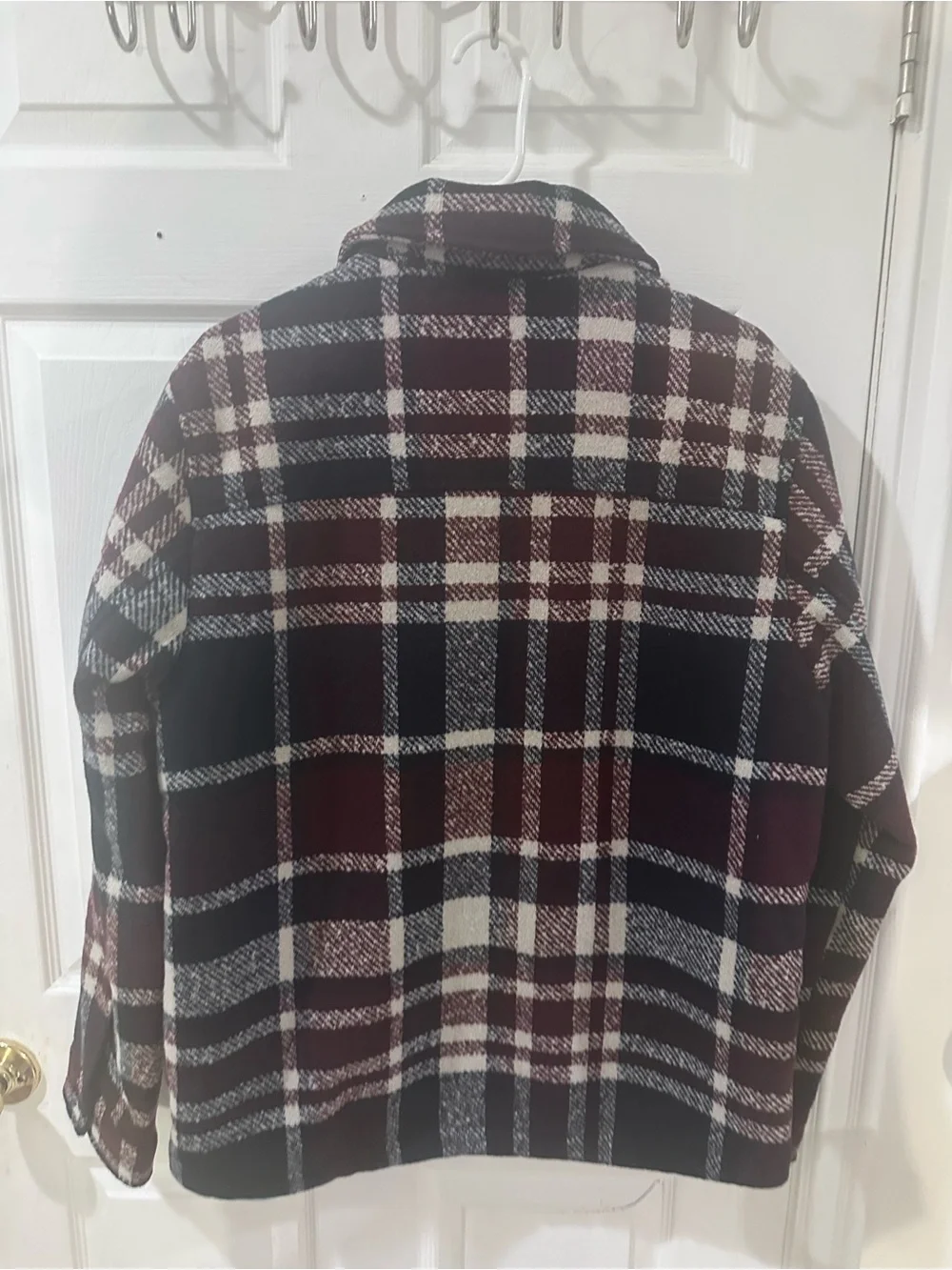 Levi’s Plaid Utility Jacket Shacket Burgundy Black Cream NWT Size S